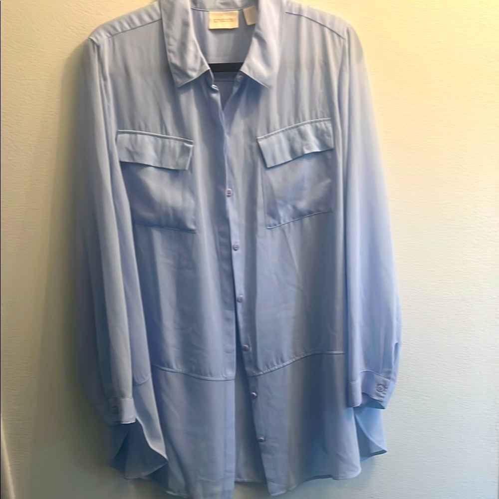 Chico's Soft Blue Collared Shirt- Size 3